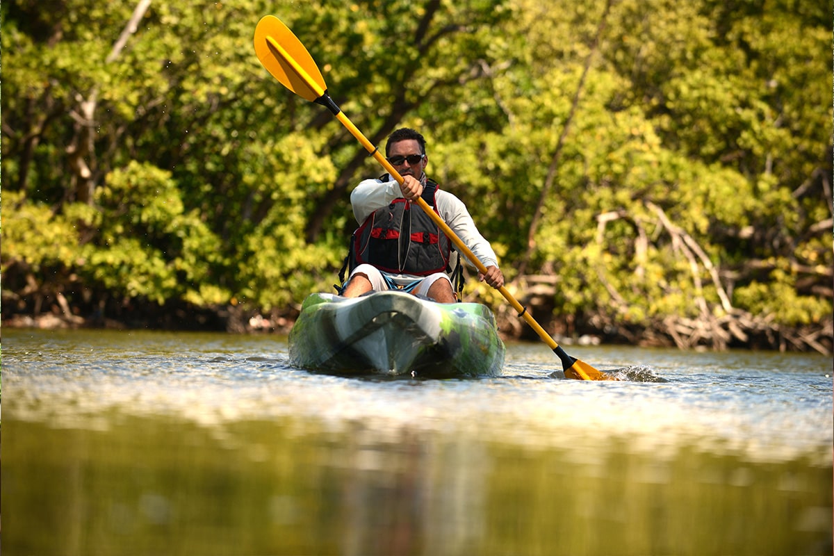 Man kayaking in florida
