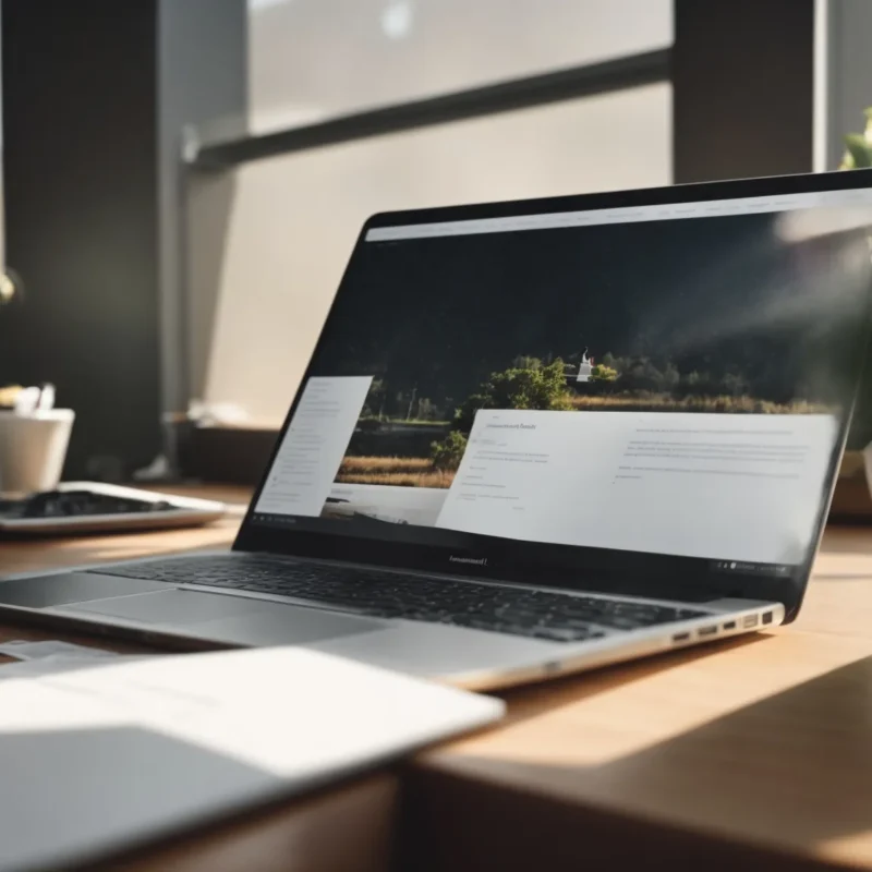 a photo of a freelancer working on a laptop with insurance policy documents visible on the desk.