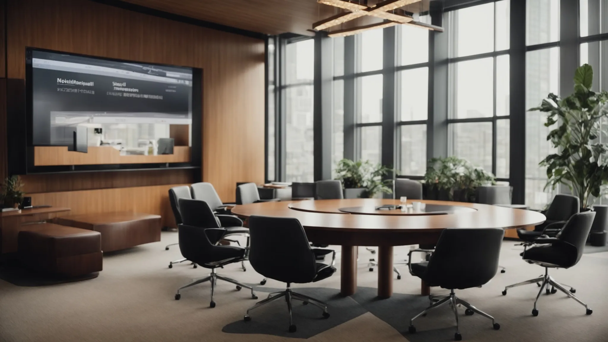 a corporate meeting room where employees are engaging in a wellness program presentation without any visible personal data.