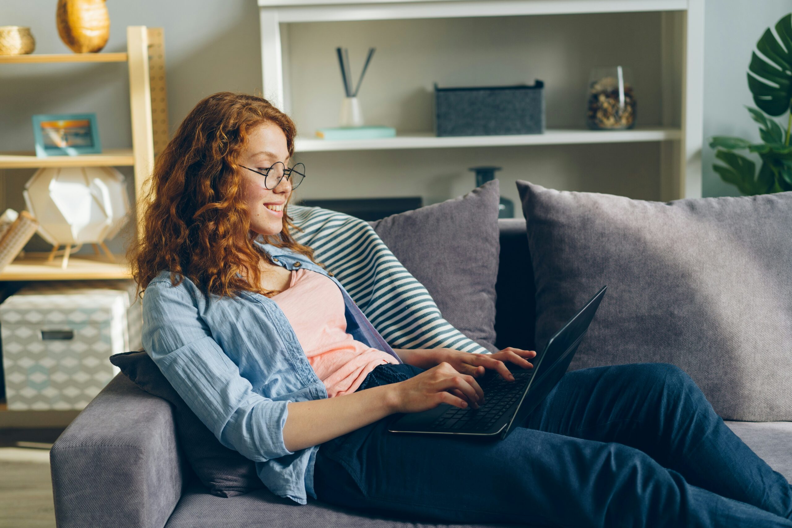 Woman researching health insurance coverage options online.
