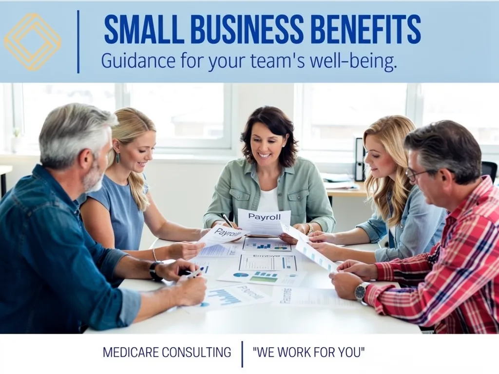 Small business team reviewing payroll records and employee health benefits information