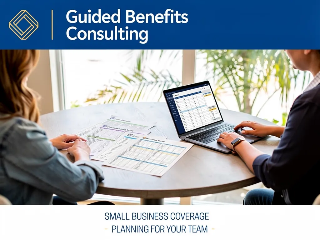 Business owners reviewing employee census data and benefits planning spreadsheets on a laptop